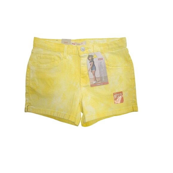 Levis Girls Yellow Tie-Dye Stretch Shorty Shorts Size 12 Regular Levis Flex Fabr - Picture 1 of 3